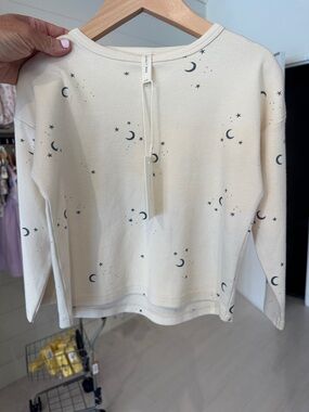 Quincy Mae Cream Top with Navy Star Accents